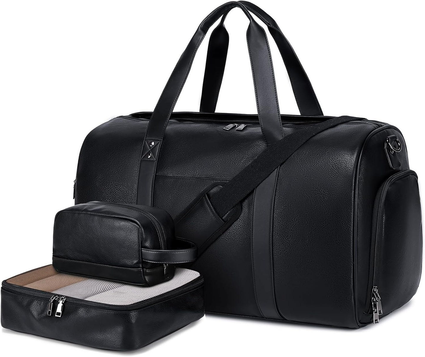 Wogarl 3PCS Leather Weekender Bag: Perfect Travel Duffel Set