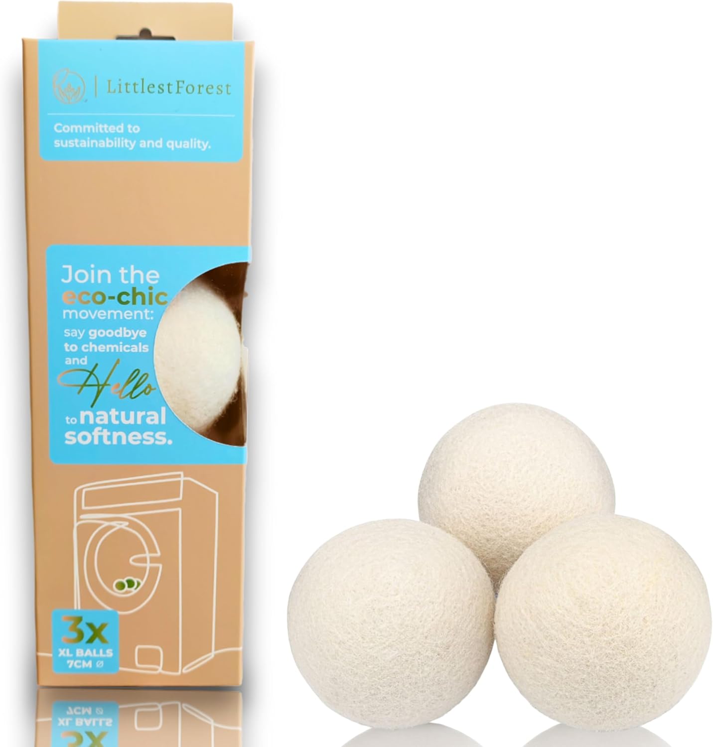 Natural XL Wool Dryer Balls - Anti-Static Softener
