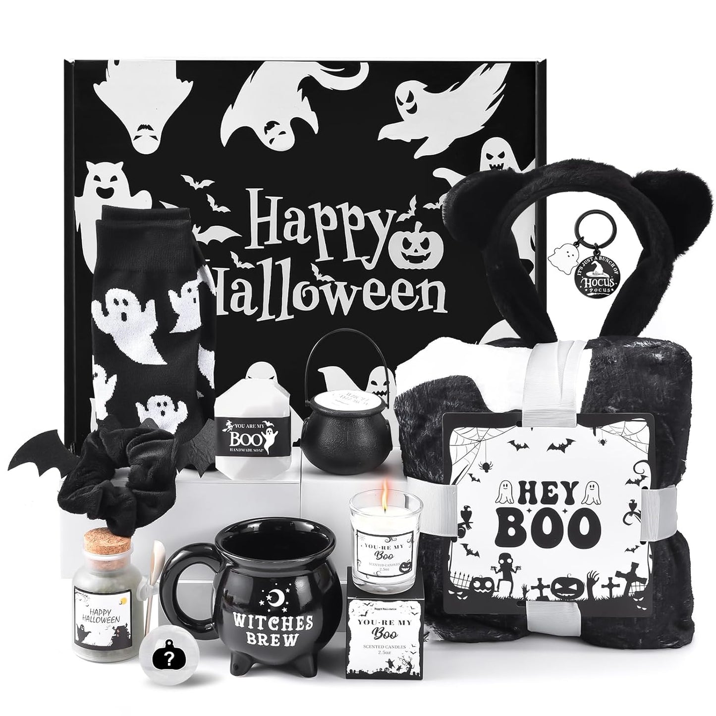 Boo Basket Stuffers for Women Teens - 9Pcs Halloween Gift Set