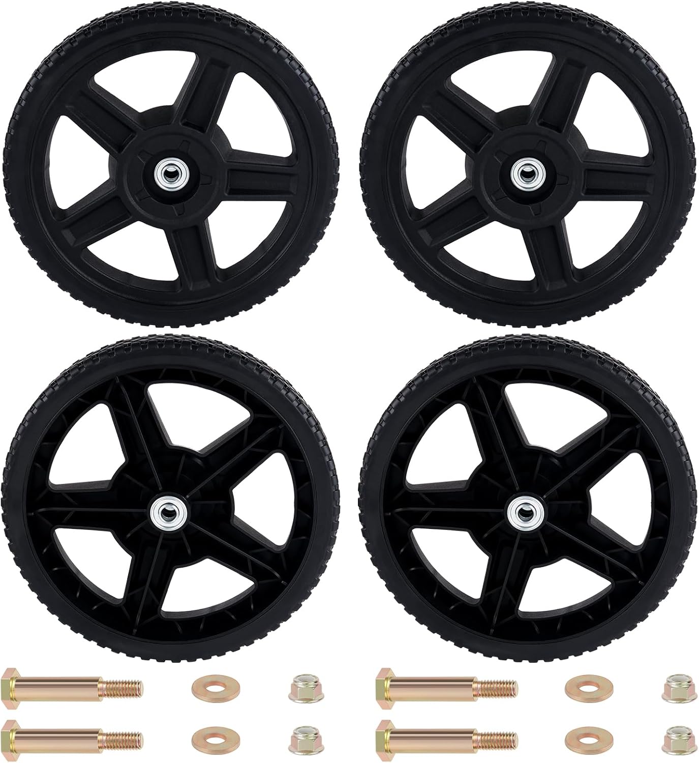 12 Inch Lawn Mower Wheels Kit for Push Mowers and More