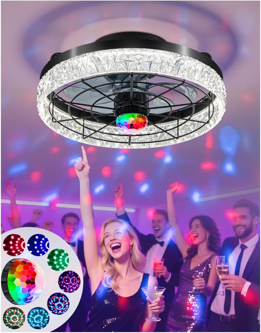 Disco Ceiling Fans with Lights by JHSYCH for Parties