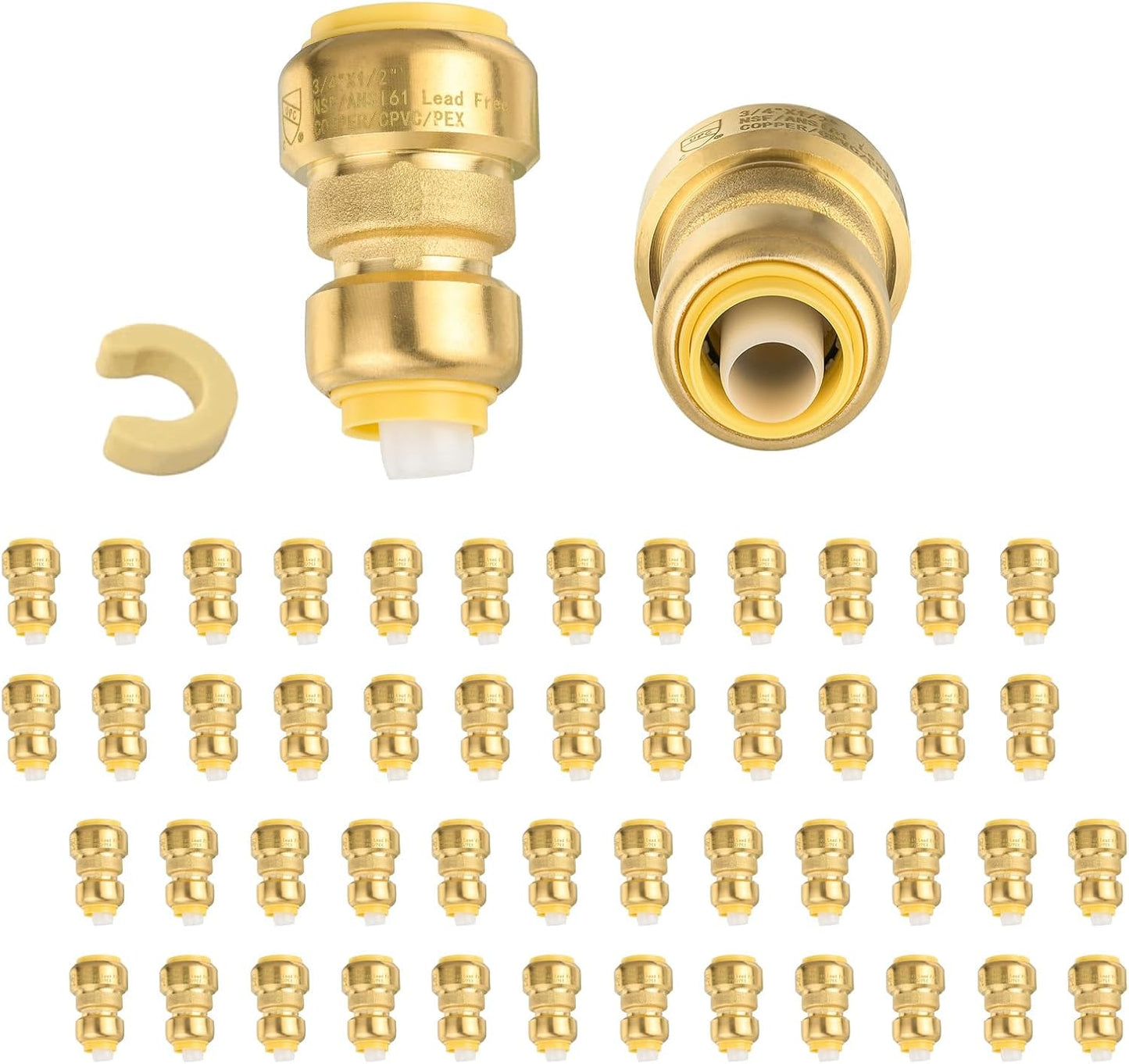 Pack of 50 Reducing Coupling Brass Fittings for Plumbing Needs