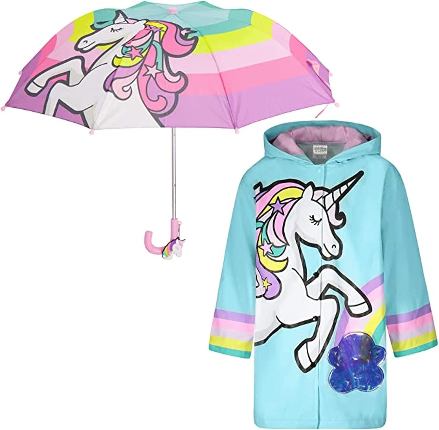 Kids Umbrella and Rain Coat Set for Fun Rainy Days