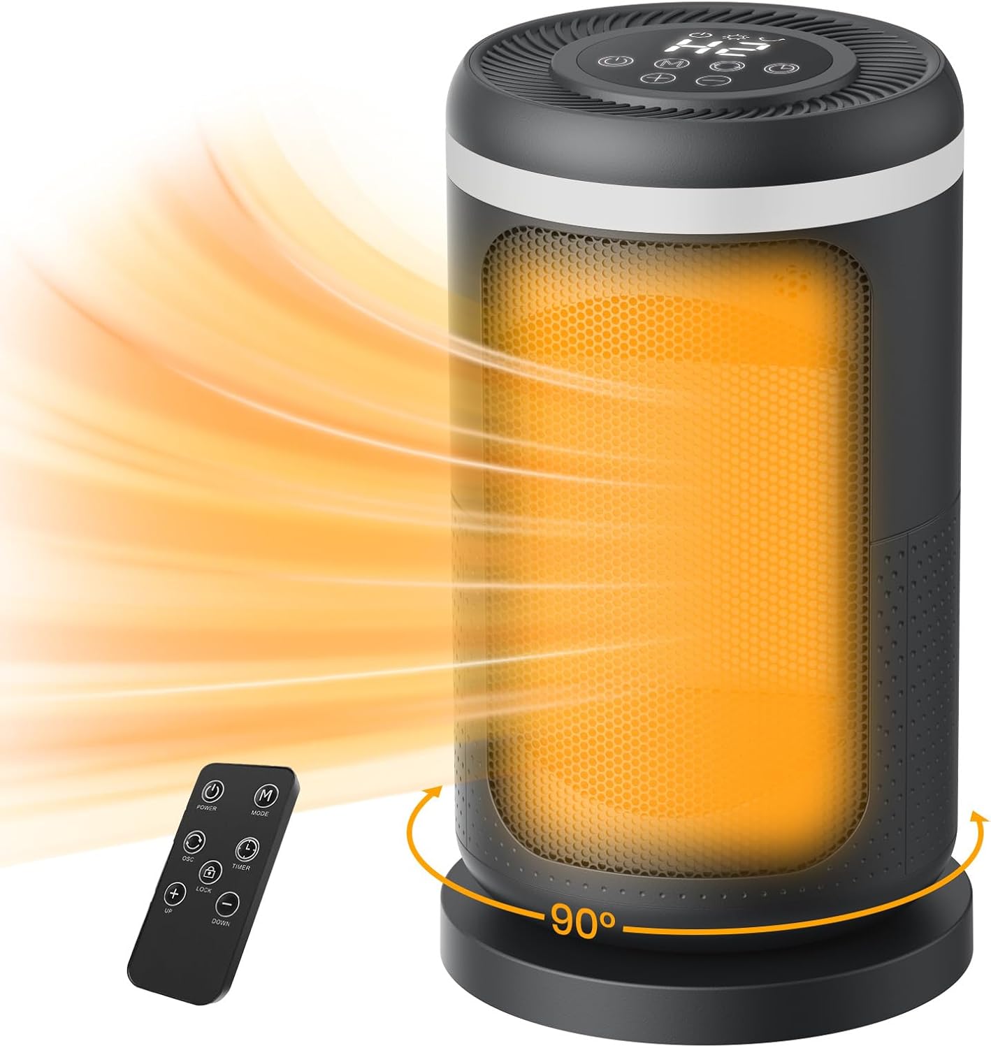 1500W Portable Mini Heater- 12H Timer, 3 Modes, 90 Oscillation