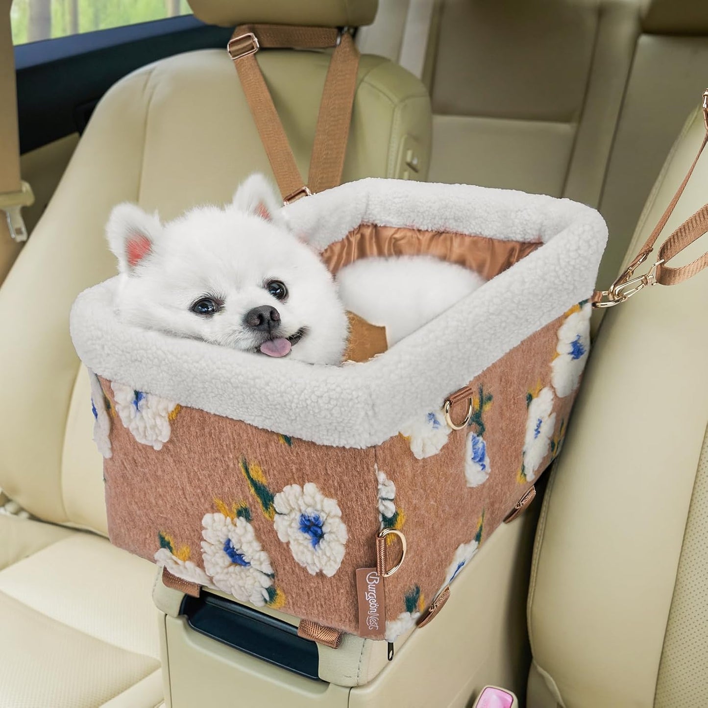 BurgeonNest Dog Carseat for Small Dogs with Double Protection