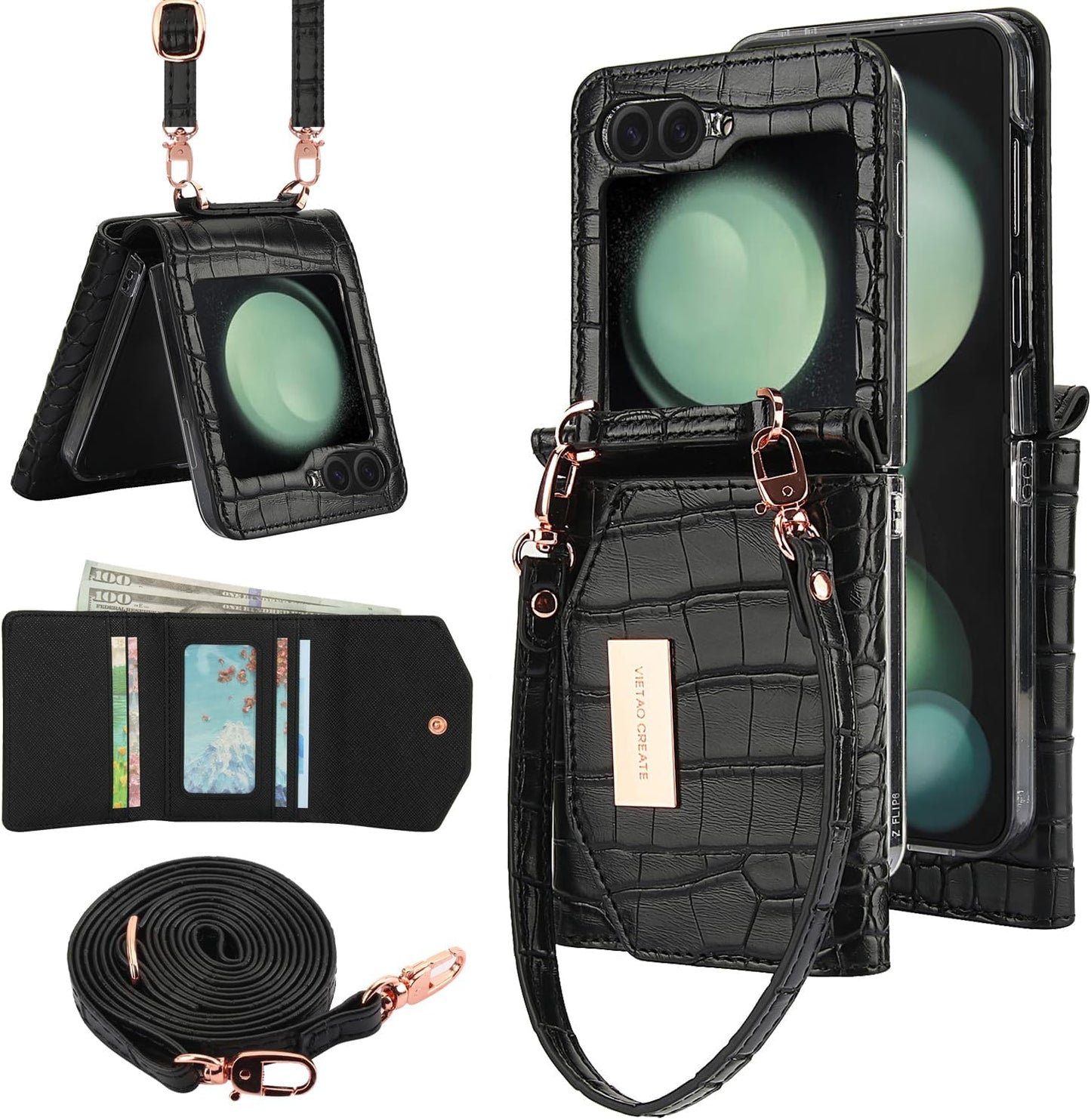 Stylish Samsung Galaxy Z Flip 6 Wallet Case with Hinge Protection