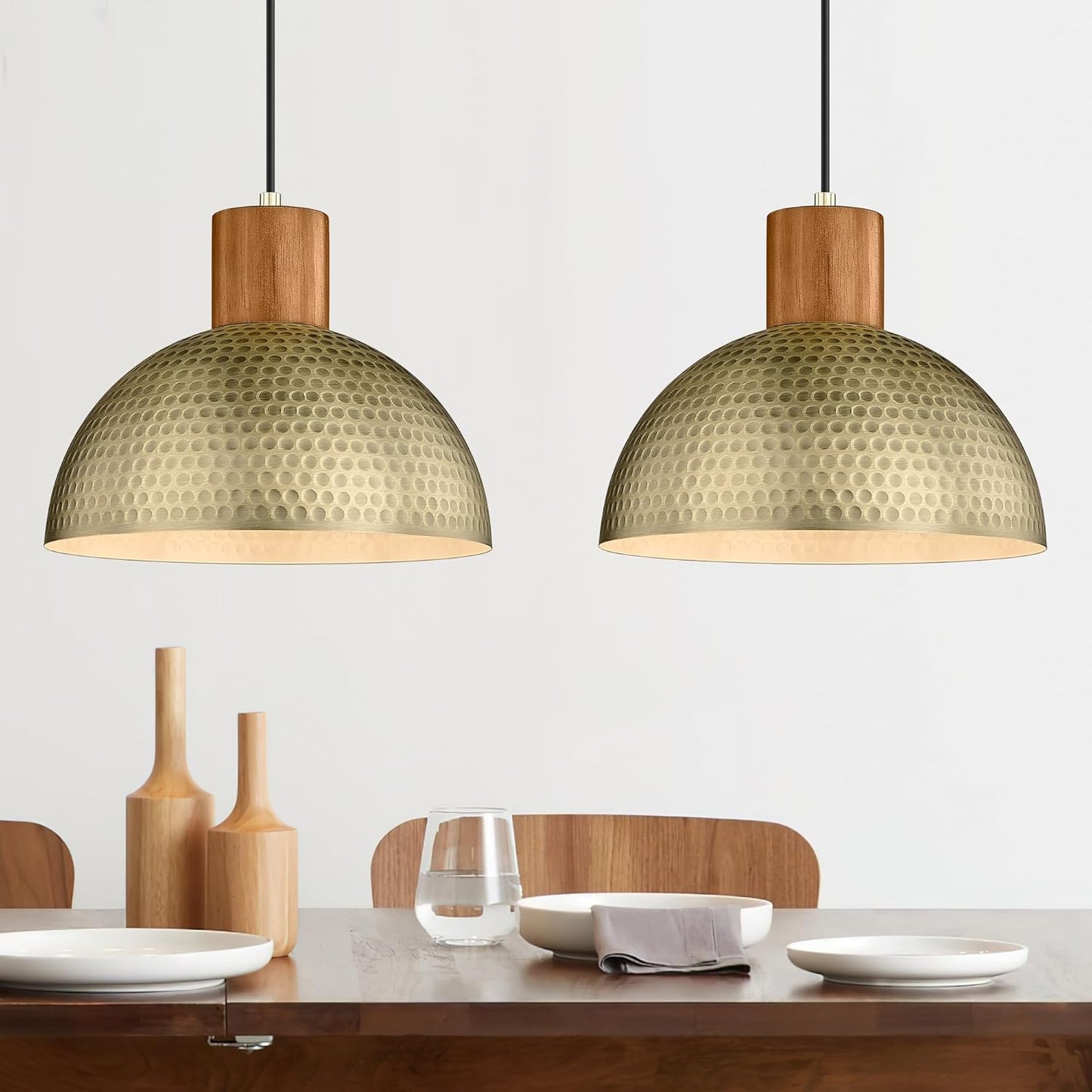 ELYONA 2 Pack Hammered Pendant Lights for Vintage Style