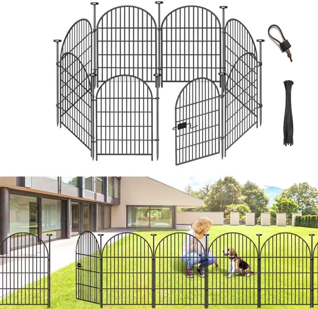 ADAVIN Garden Fence Animal Barrier with Gate for Dogs and Rabbits