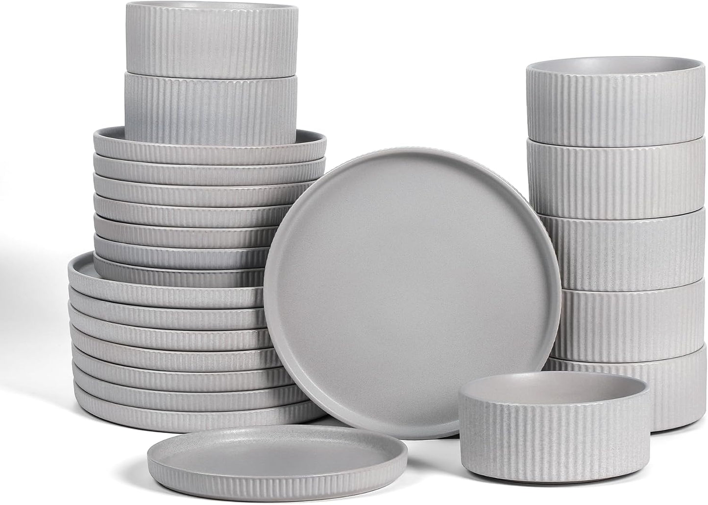 Stoneware 24-Piece Dinnerware Set for Elegant Dining Experience