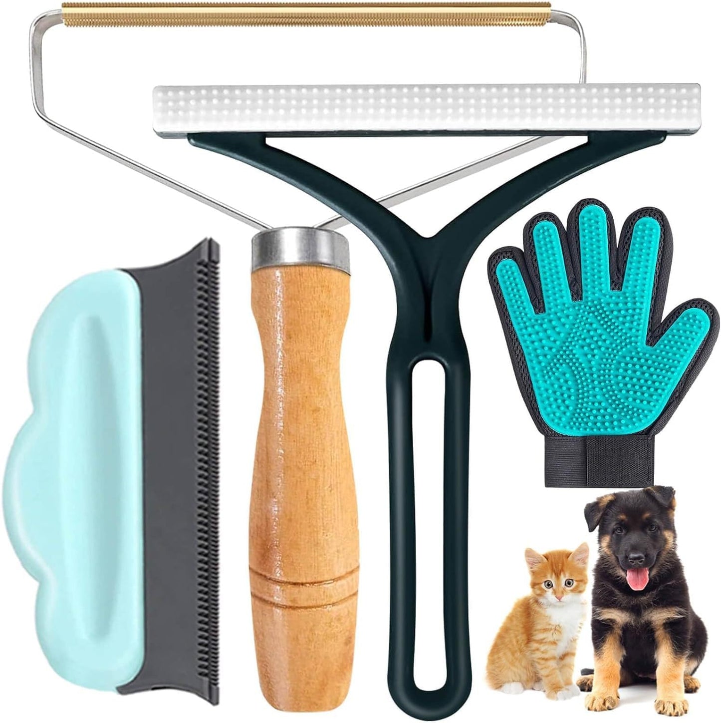 Yitaocity 4in1 Pet Hair Remover Set - Grooming Gloves & Lint Shaver