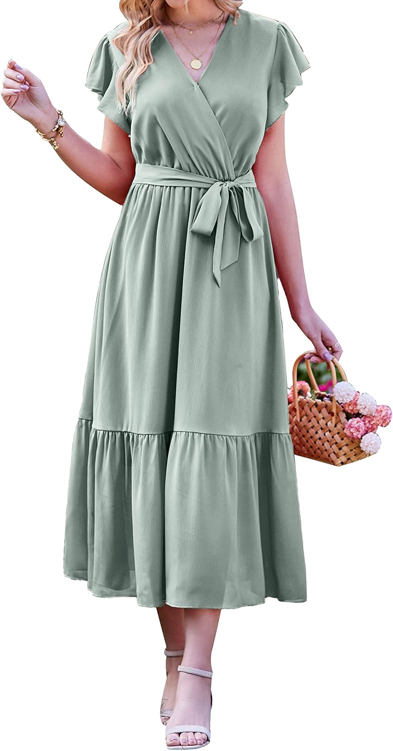 BTFBM Women Summer Bohemian Floral Midi Sun Dress for All Occasions