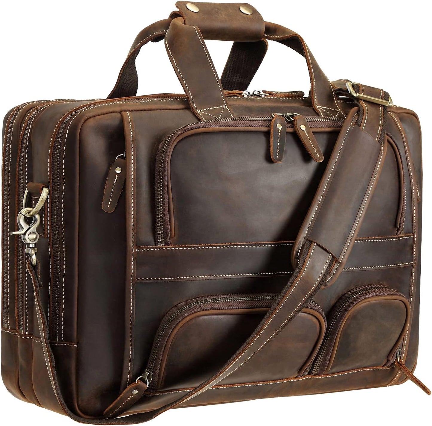 Polare Full Grain Leather 17ft' Laptop Briefcase for Men