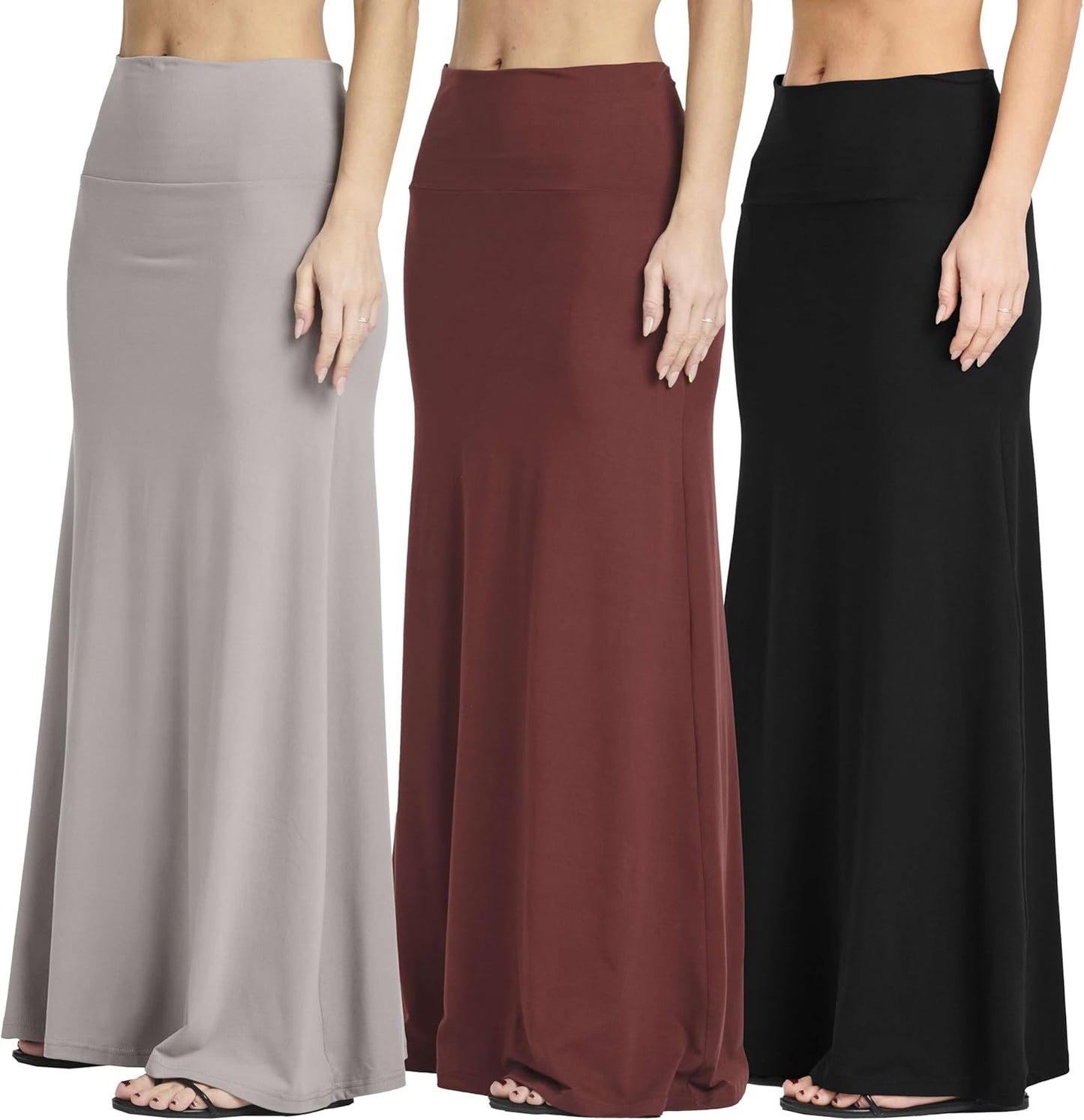 Women's Ultra-Soft Flowy Maxi Skirts: 3 Pack for Every Occasion
