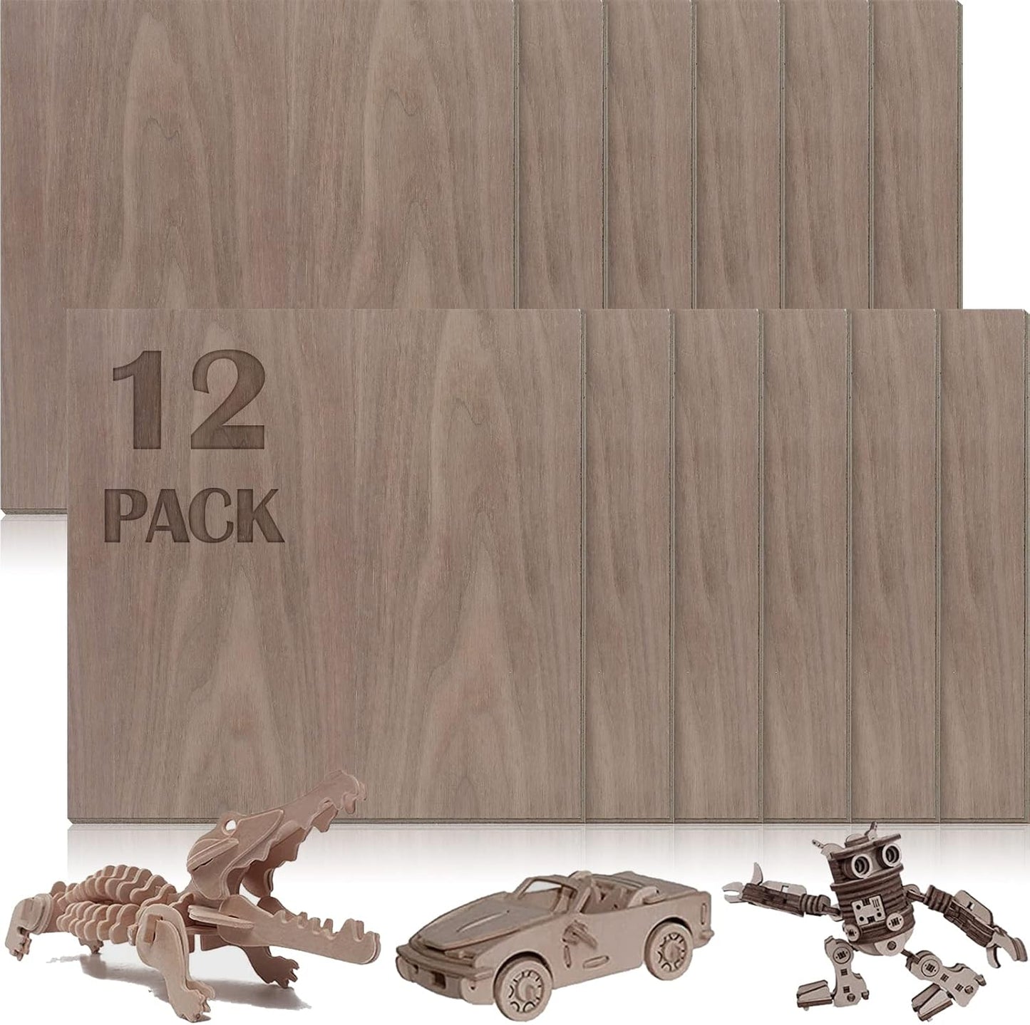 12 Pcs Walnut Unfinished Wood Craft for DIY Projects and More