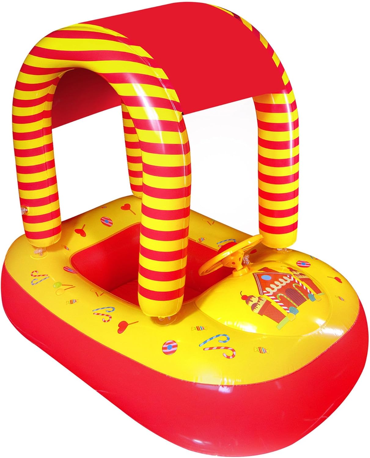 Car-Shaped Baby Pool Float with Canopy - Safe Summer Fun