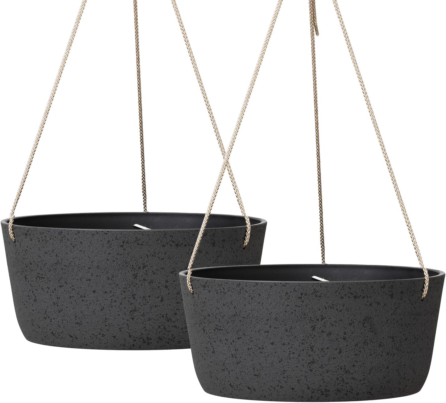 Large Hanging Planters - 12 Inch Outdoor Flower Pots Set of 2