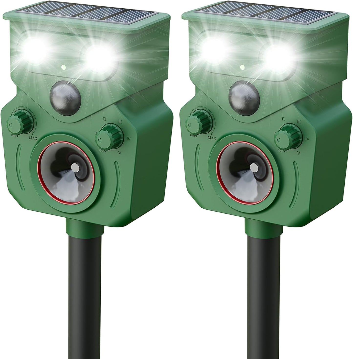 Ultrasonic Animal Repeller 2 Pack Solar Powered for Outdoor Use