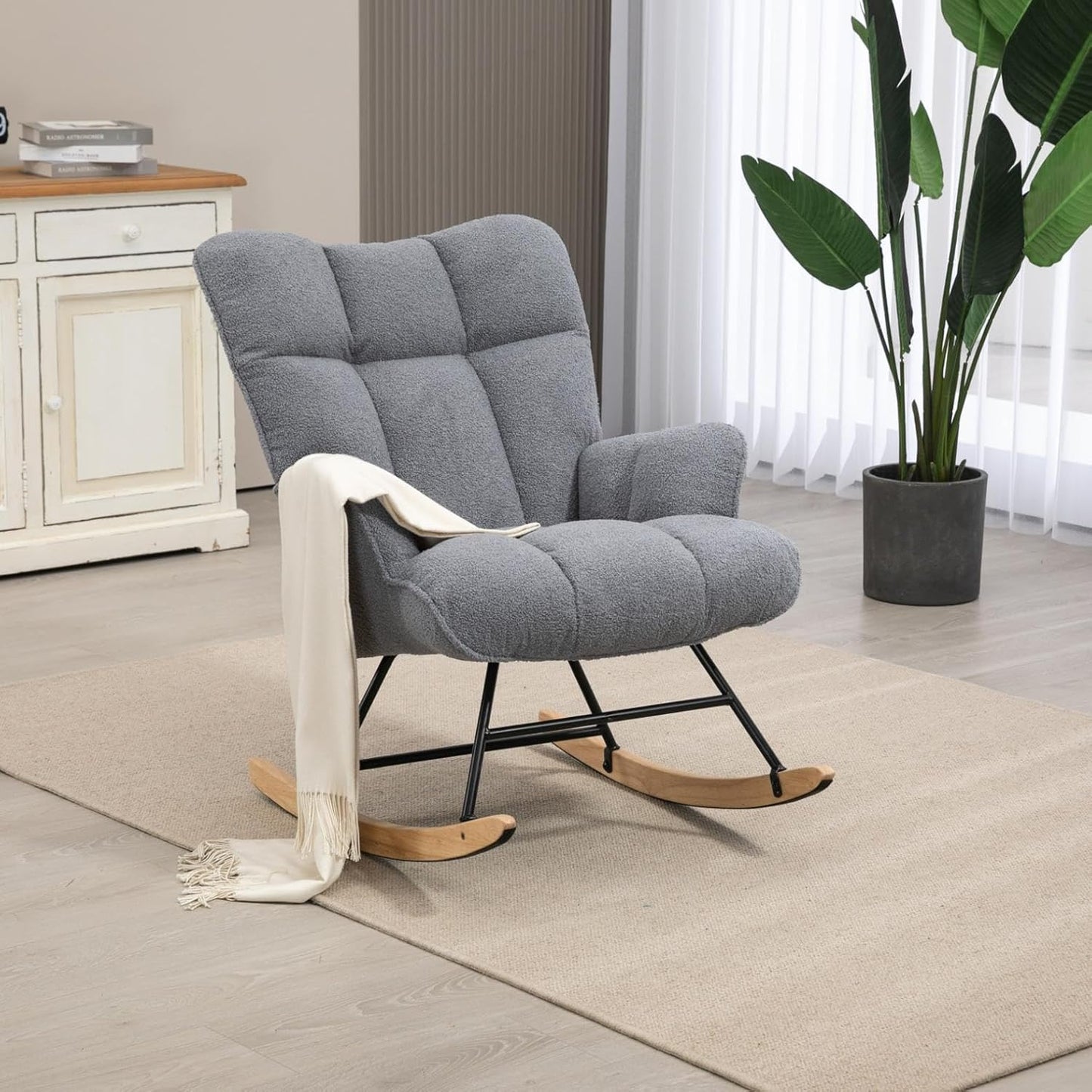 Ergonomic Teddy Upholstered Glider Rocker for Cozy Spaces