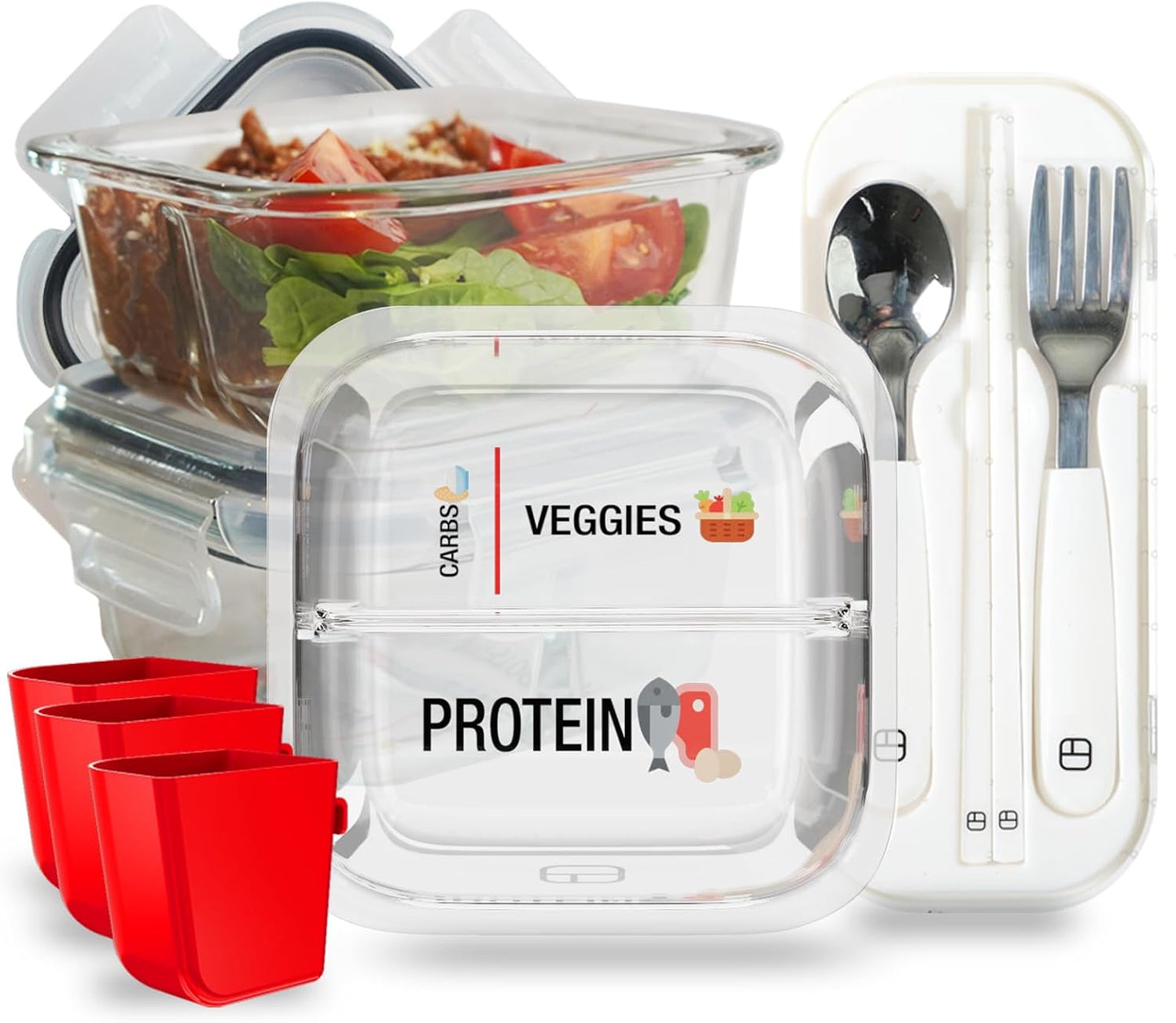 Portion Control Containers for Bariatric Meals - 8 oz Glass Set