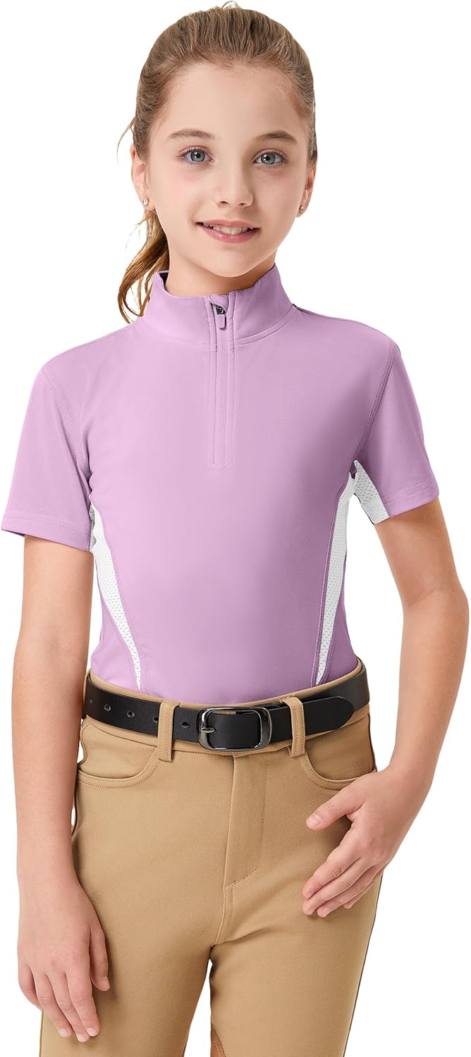 FitsT4 Sports Girls Short Sleeve Equestrian Shirt for Riding