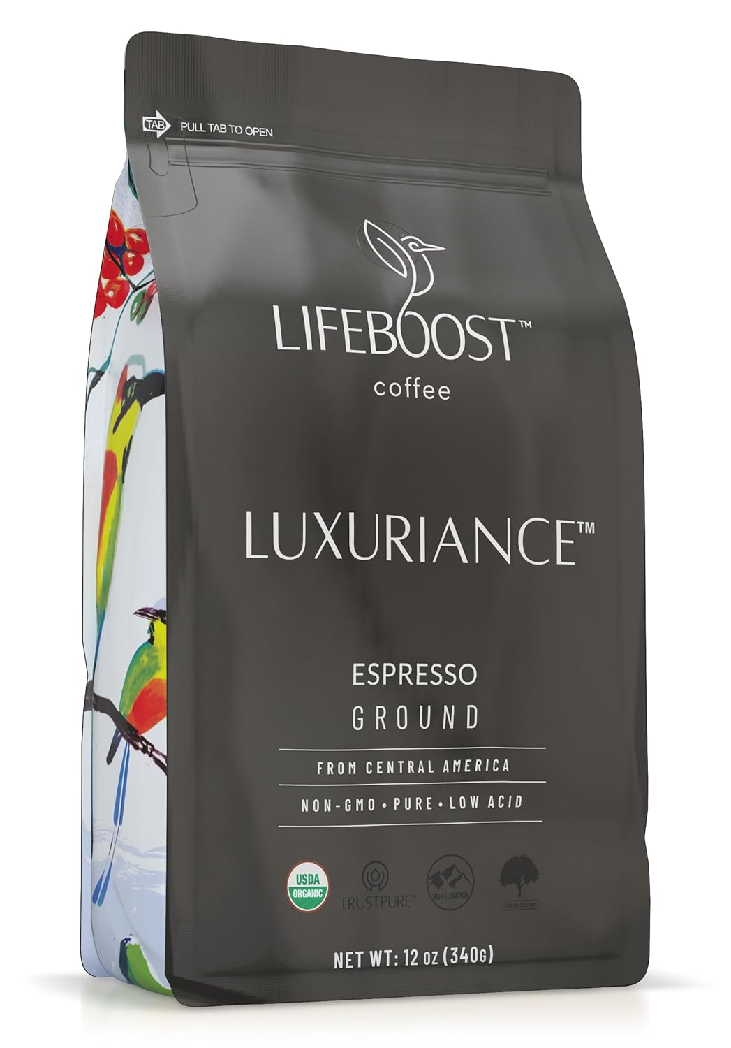 Low Acid USDA Organic Espresso Coffee - Non-GMO, Third Party Tested (12oz)