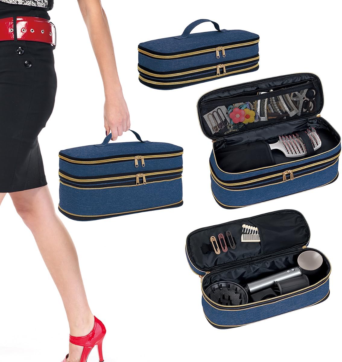 Compact Dual-Layer Hair Dryer Case - Travel Essential!