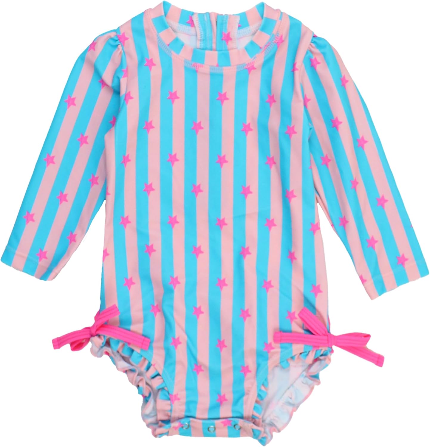 RuffleButts Baby Girls Floral Long Sleeve Rash Guard Swimsuit