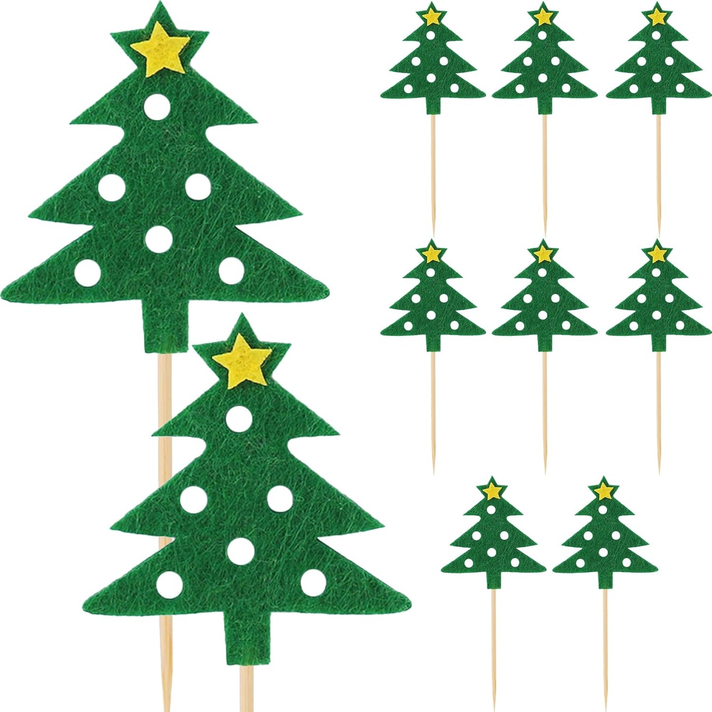 Christmas Tree Cupcake Toppers - Festive Cake Decor 10ct