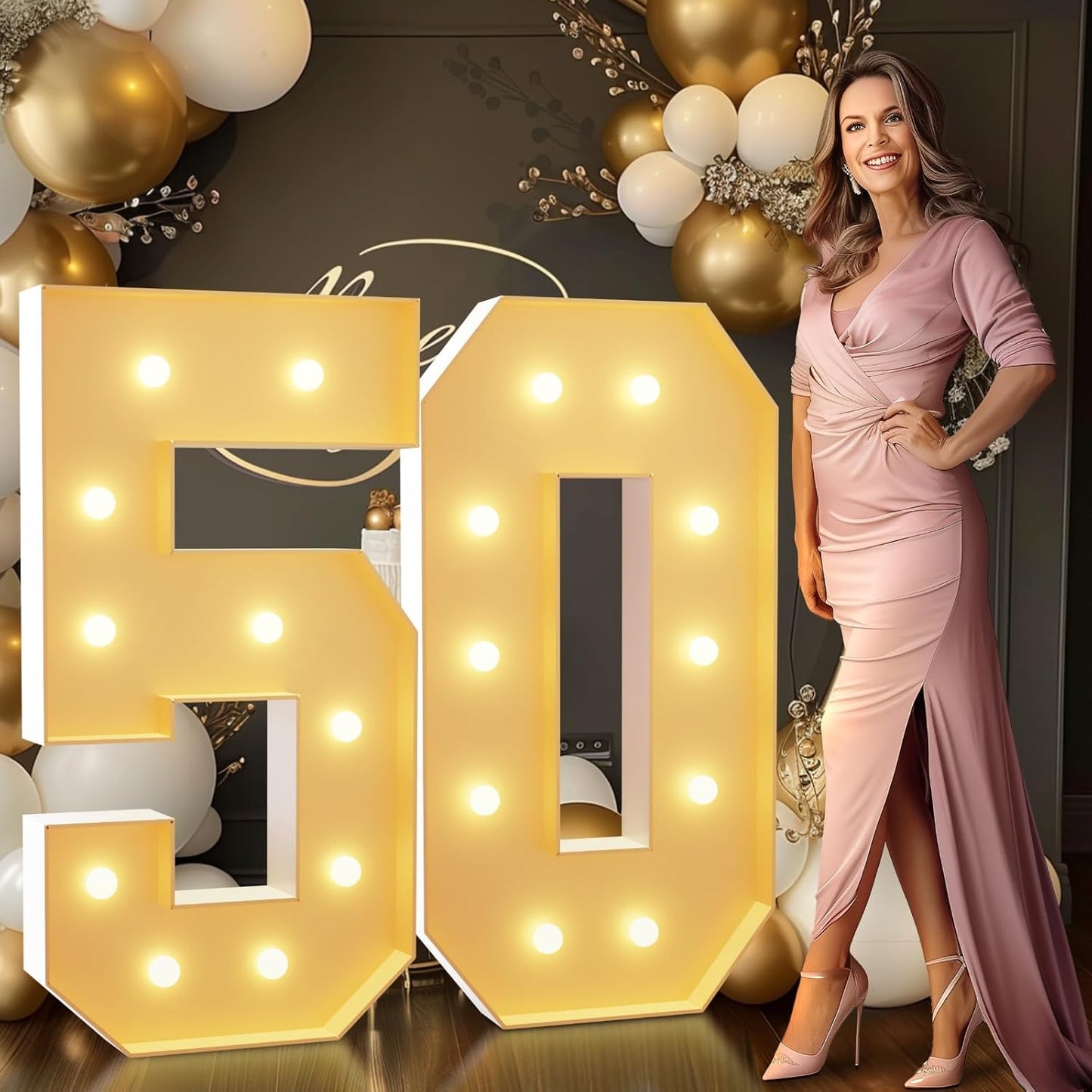 Light Up 50 Birthday Decorations for Women Men - Marquee Numbers