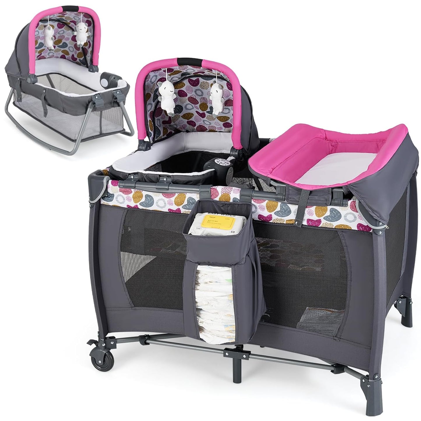 HONEY JOY Pack and Play with Bassinet for Baby Comfort