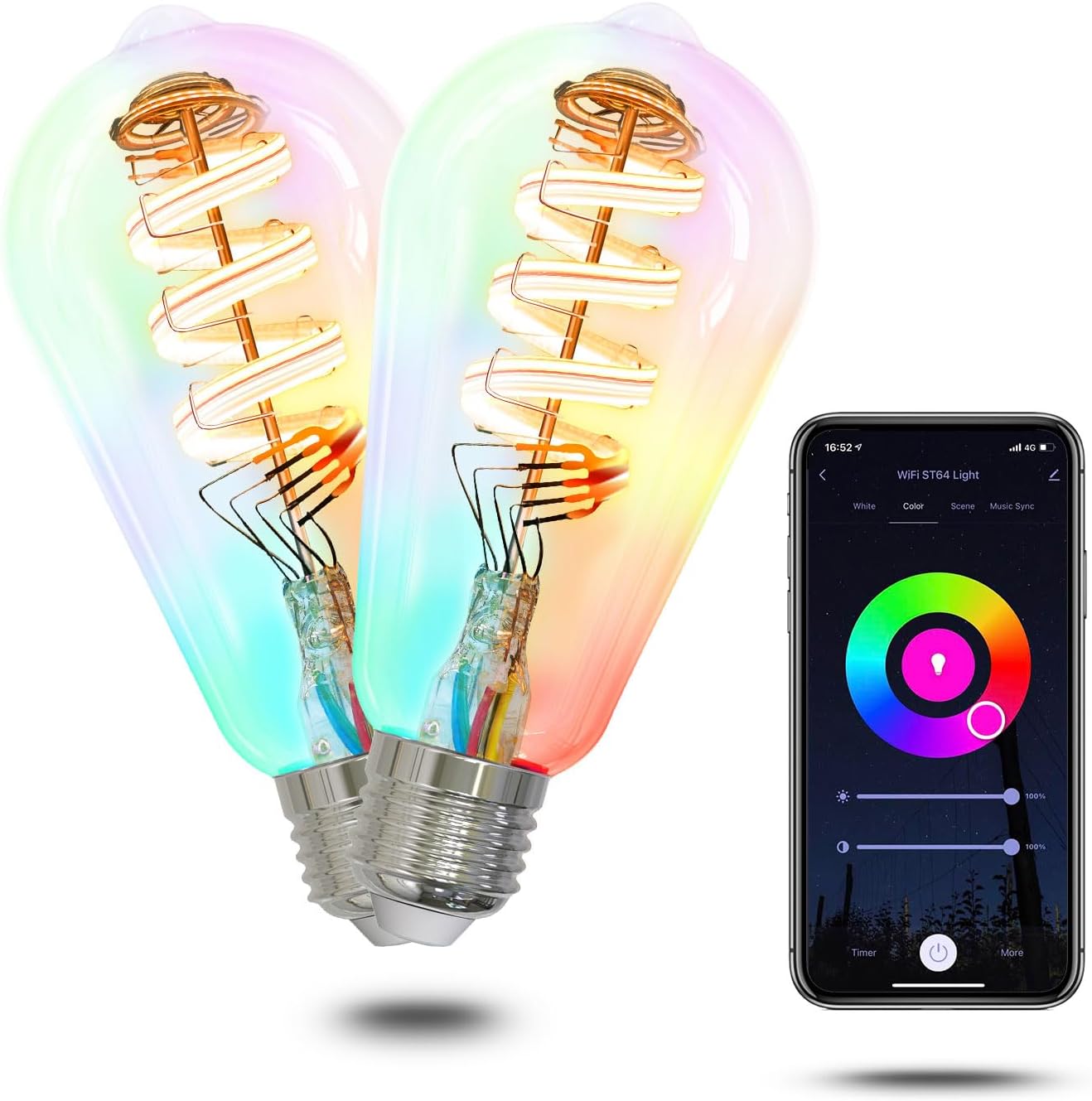 MOES Smart ST64 Edison LED Light Bulbs for Color Changing Fun