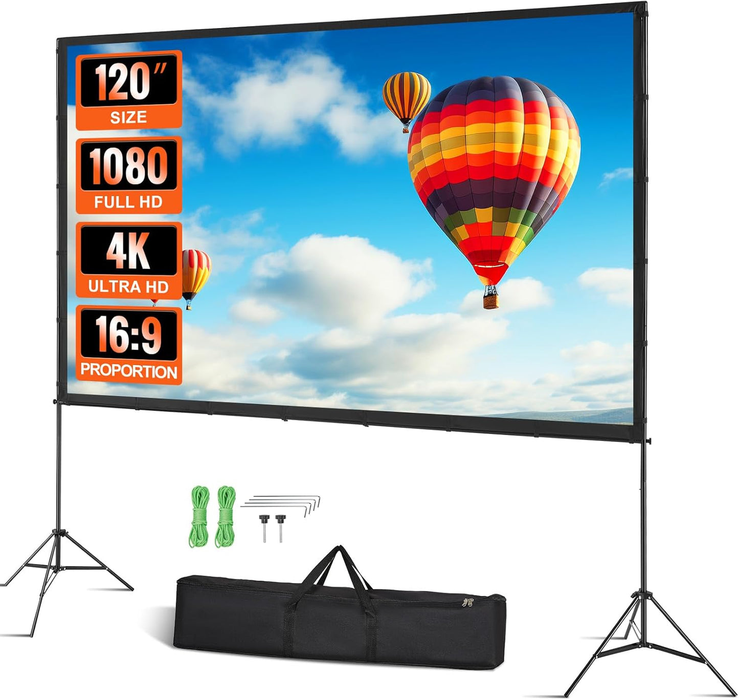 VEVOR 120 inch Portable Movie Screen for Outdoor and Indoor Use