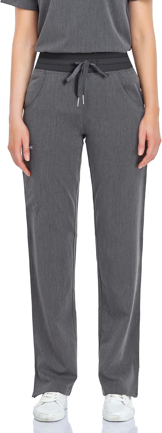 COMENII Scrubs for Women with Yoga Waistband and Cargo Pockets