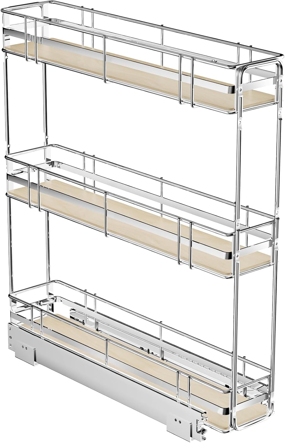 3-Tier Pull Out Cabinet Organizer for Narrow Cabinets 6in W