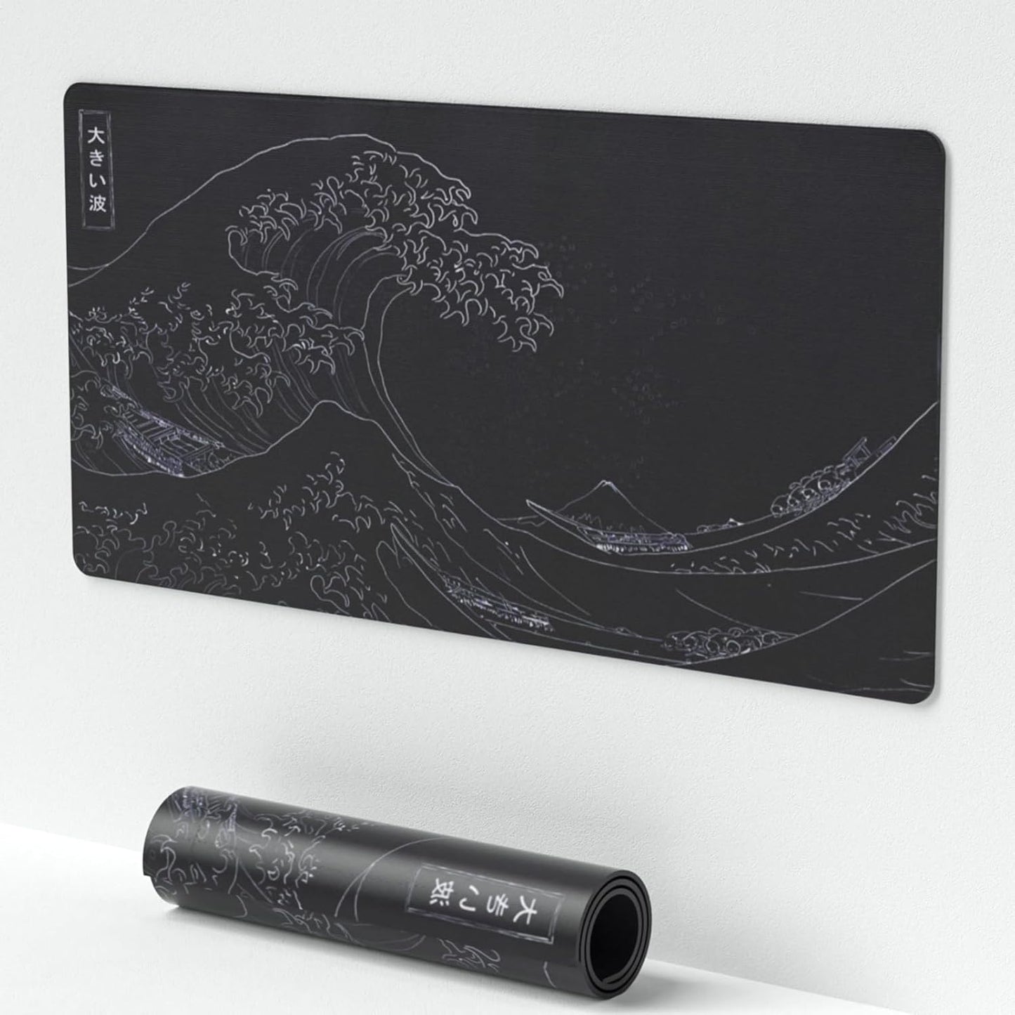 Large Japanese Sea Wave Mouse Pad - Non-Slip Desk Mat 23.6x11.8 - Gaming & Office Protector