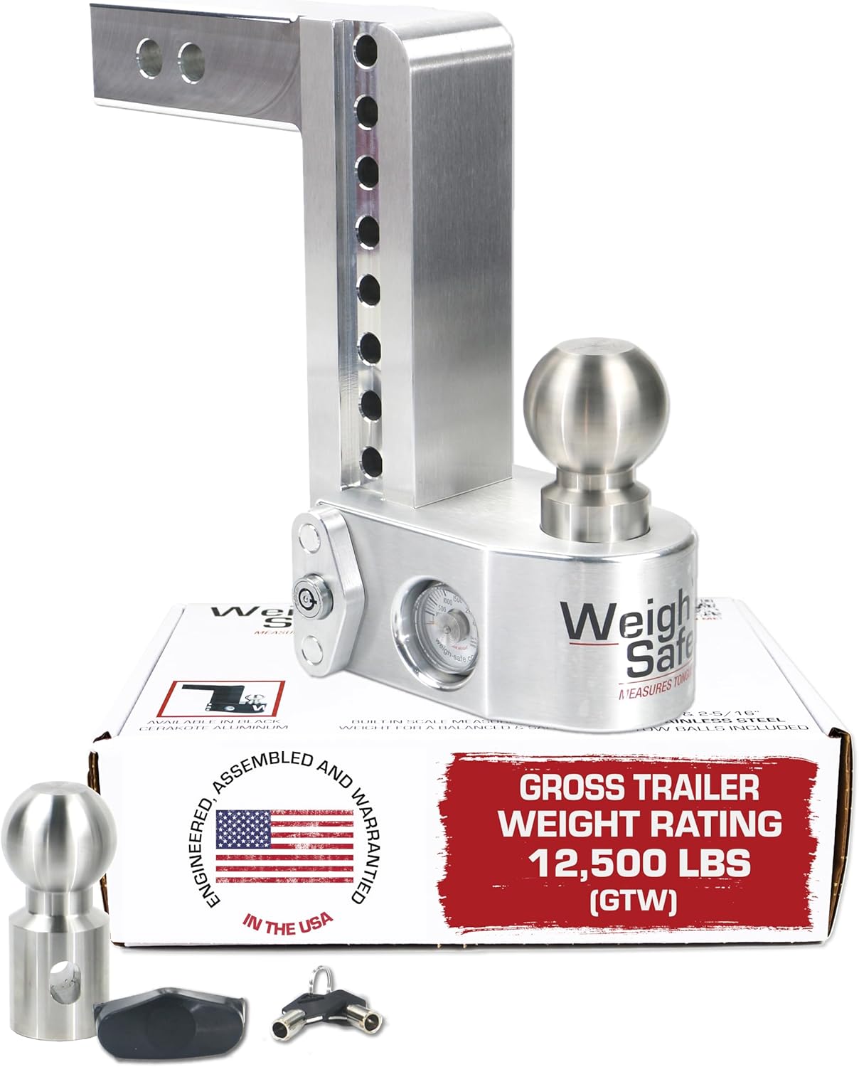 Weigh Safe Aluminum Adjustable Trailer Hitch with Scale Feature