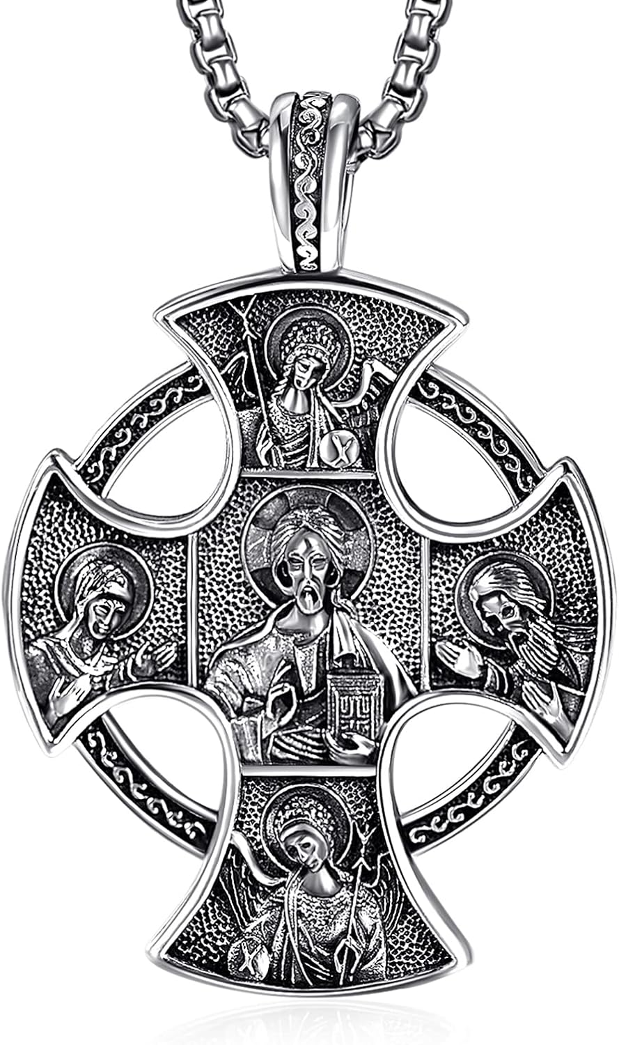 ADMETUS 925 Sterling Silver Patron Saint Necklace for Men