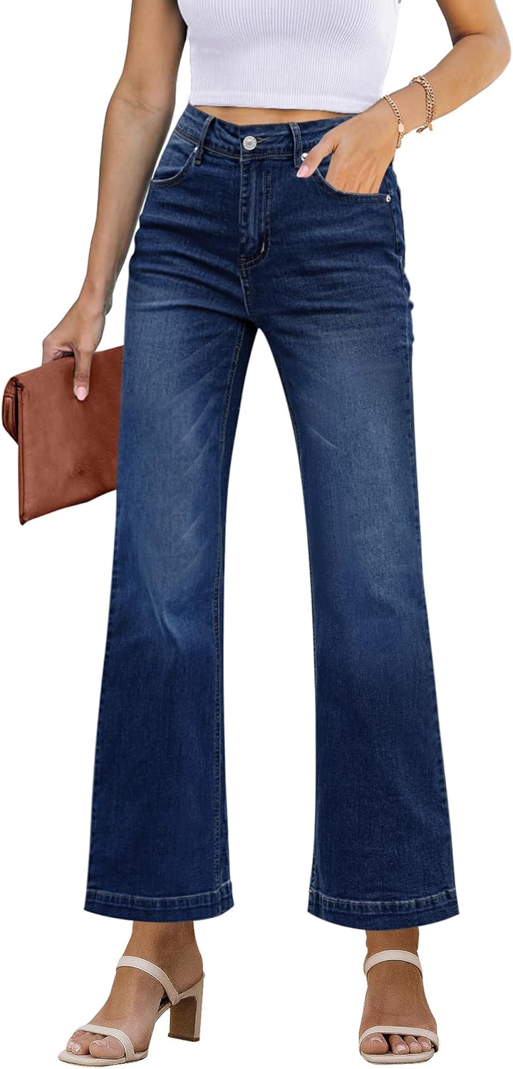 Womens Flare Jeans High Waisted Wide Leg Baggy Jean for Women