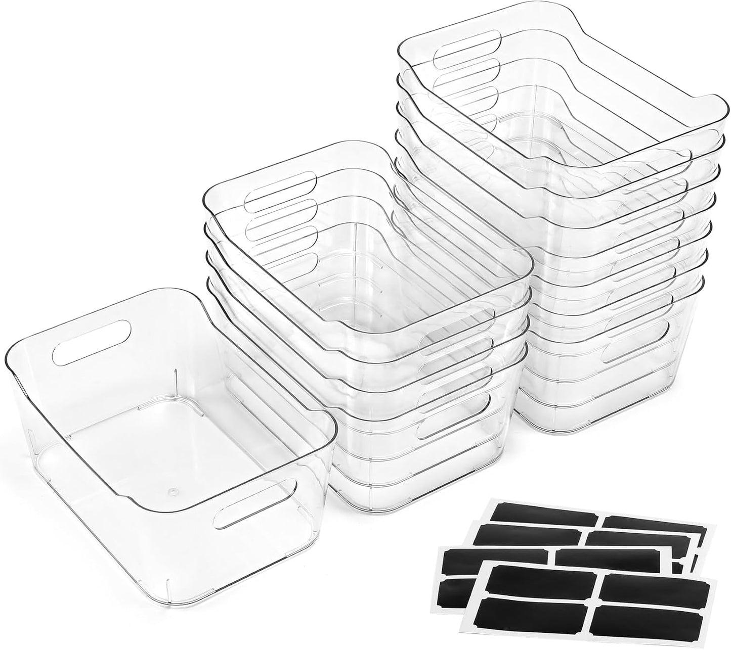 12 Clear Storage Bins with Labels - Organize Everywhere! - LANDNEOO