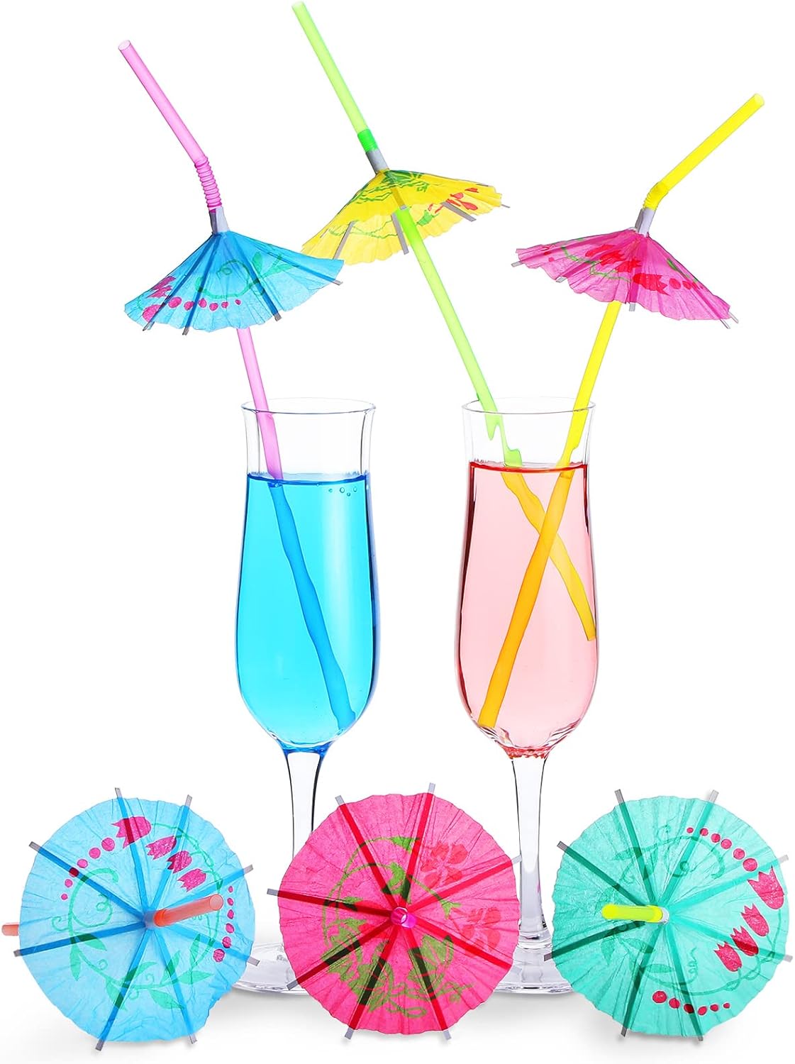 Bendable Luau Umbrella Straws - 300 Pcs