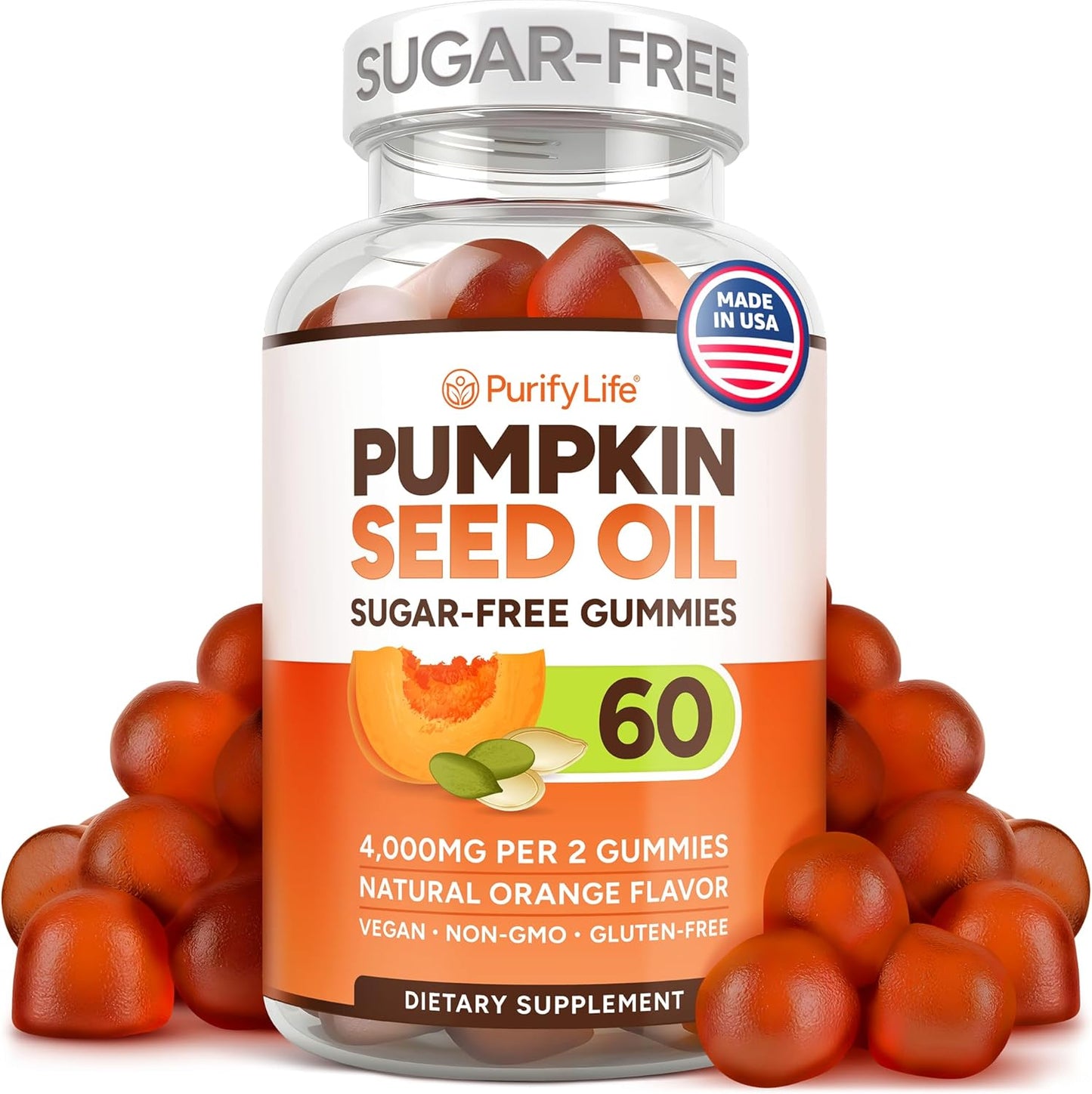 Sugar-Free Pumpkin Seed Oil Gummies for Hair Growth & Skin