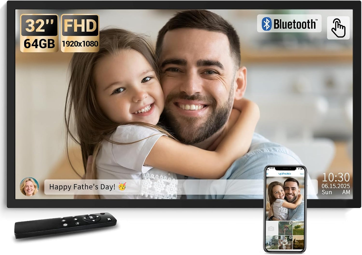 BSIMB 32 Inch Large Digital Picture Frame with Touchscreen