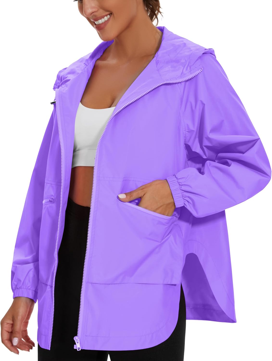 PESION Womens Waterproof Raincoat Lightweight Windbreaker Jacket