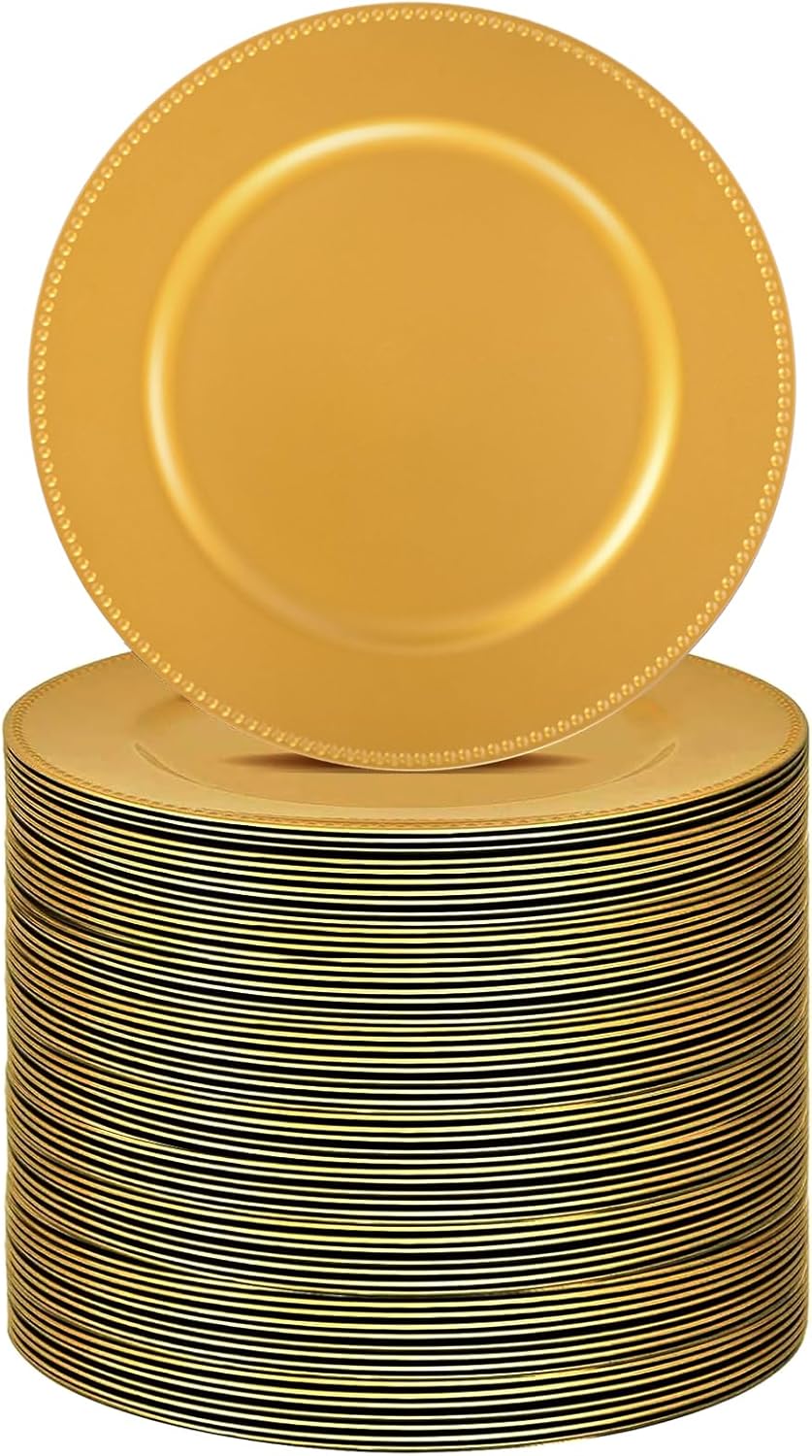 100 Gold Charger Plates: Elegant & Durable for Events