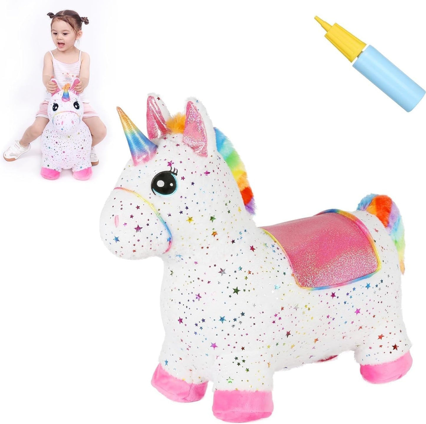 Unicorn Bouncy Horse Toys for Toddlers - Fun Ride-on Gift