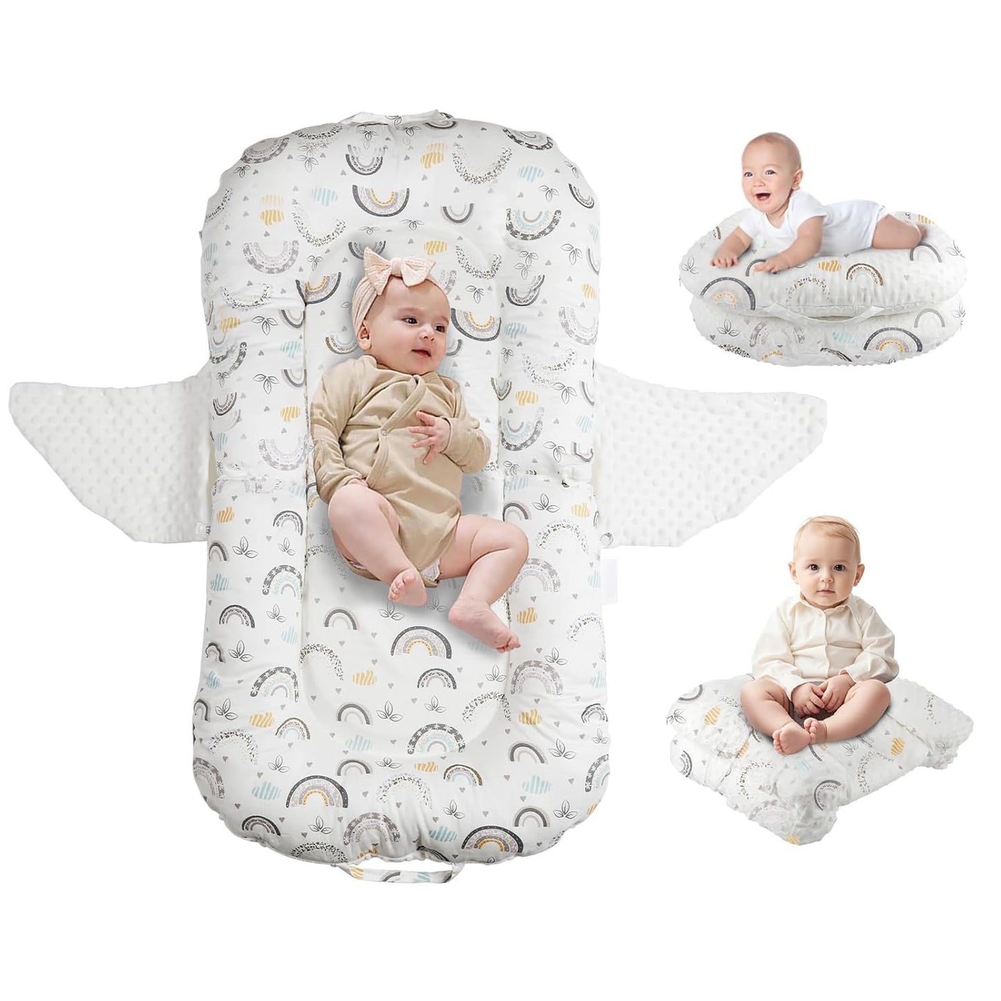 3 in 1 Baby Lounger Pillow for Newborns - Portable & Washable