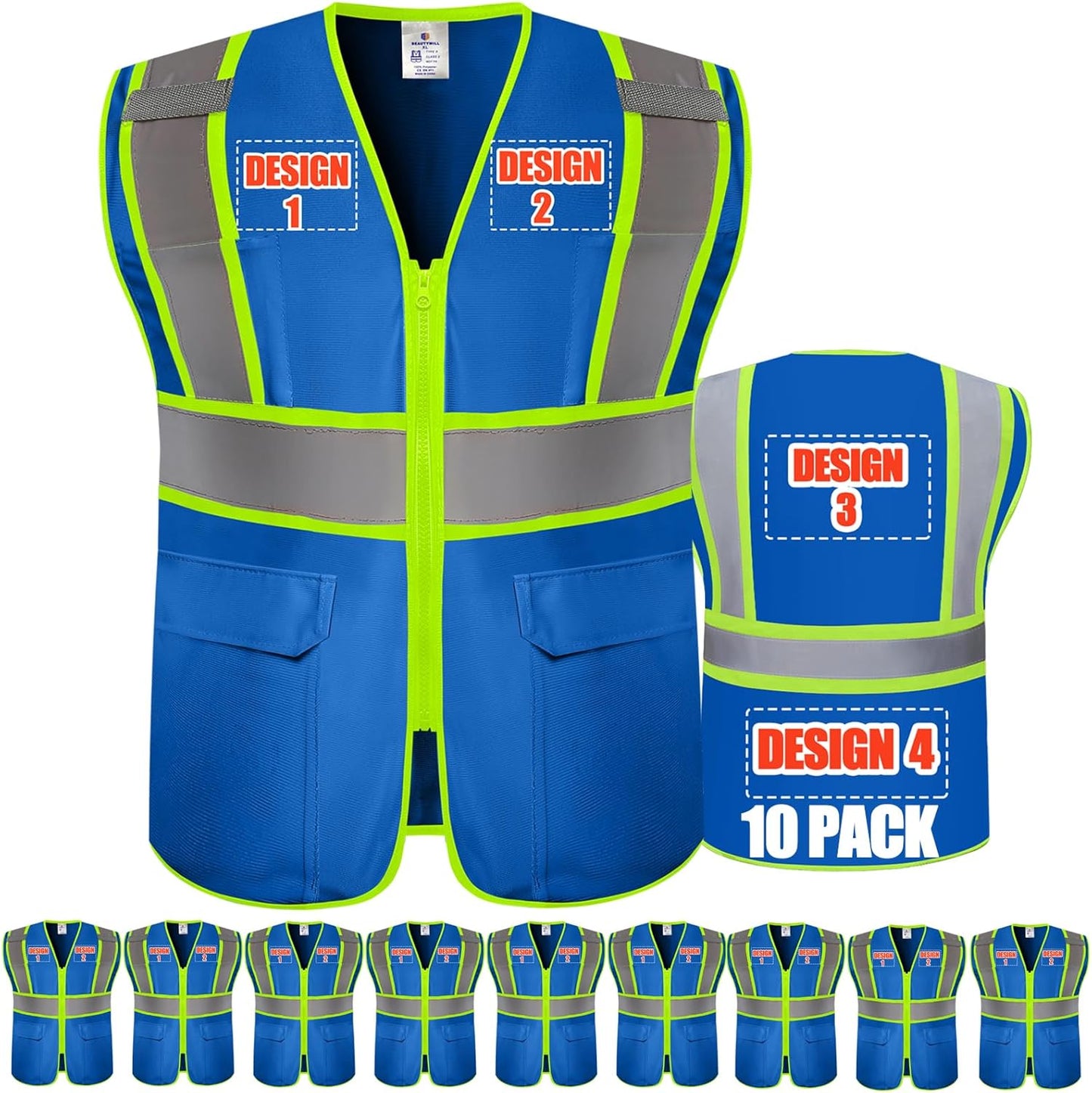 Custom Safety Vest with Logo High Visibility Reflective Design