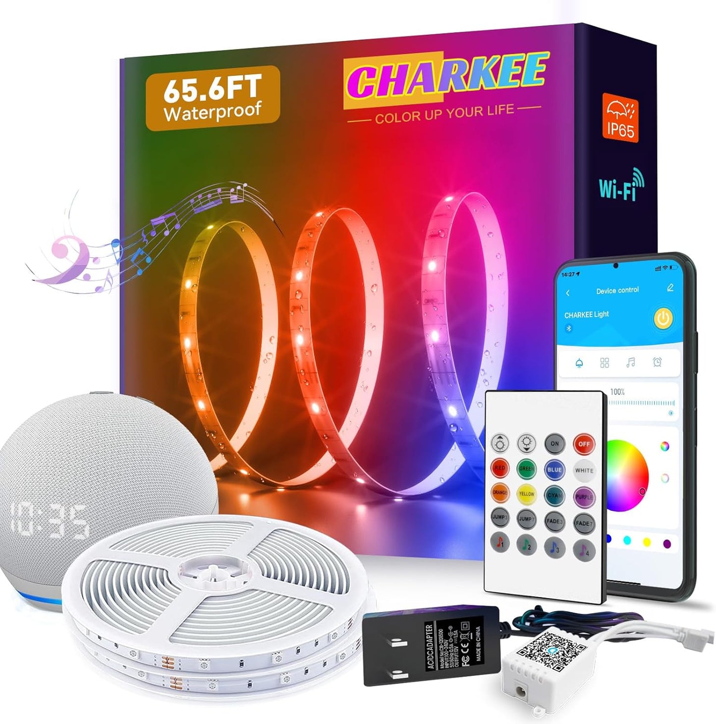 CHARKEE Smart Waterproof LED Strip Lights for Outdoor Use