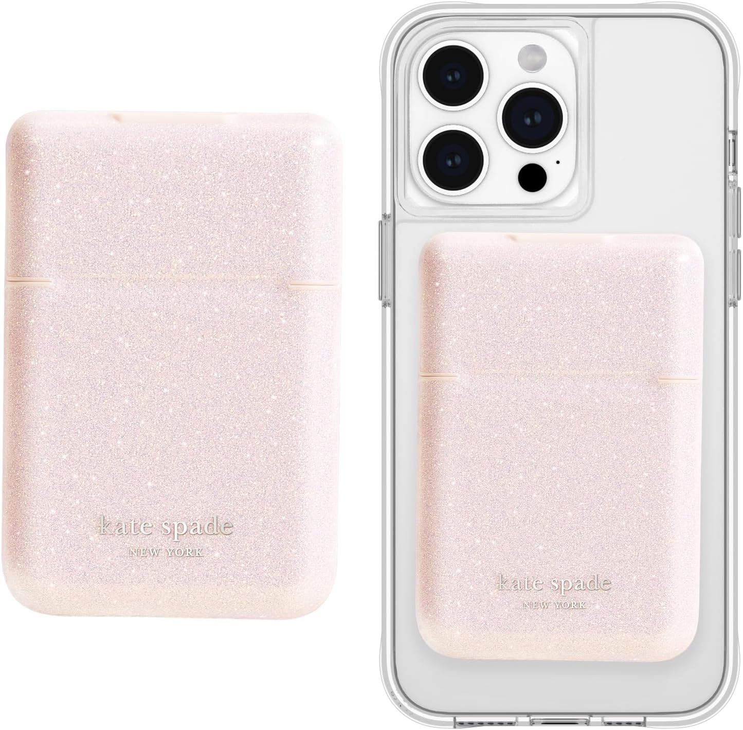 kate spade new york Magnetic Flip Wallet for Phone in White Glitter