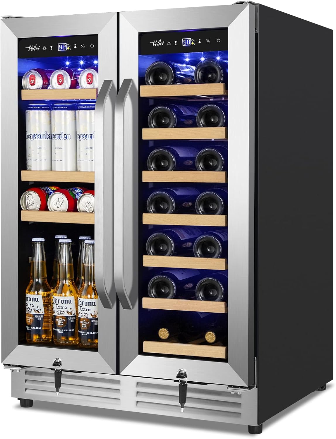 Dual Zone Wine and Beverage Refrigerator with Large Capacity